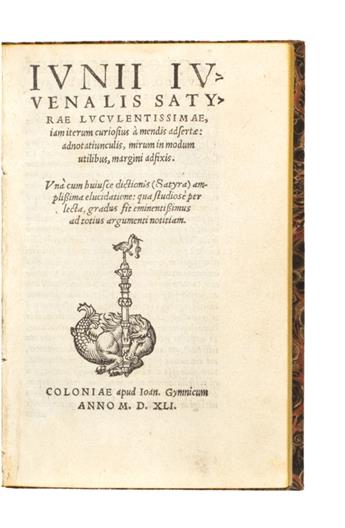 JUVENALIS, DECIMUS JUNIUS.  Satyrae luculentissimae. 1541